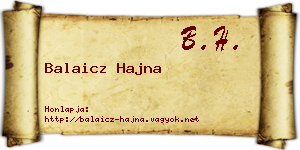 Balaicz Hajna névjegykártya